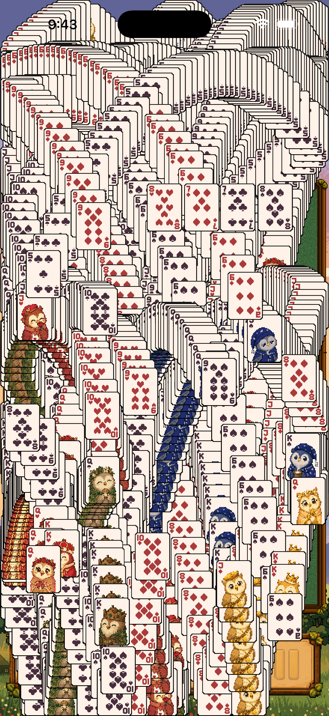 Solitaire Nook — winning cascade animation in progress